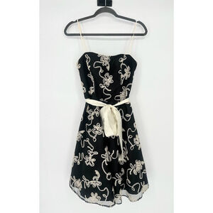 Masquerade Dress Black Cream Y2K Formal Prom Party Cocktail Ribbon Belt Size 7/8